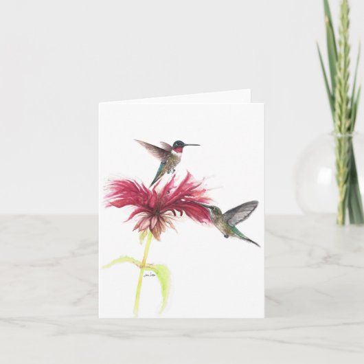 Hummingbirds Floral Waterverf Note Bedankkaart (Voorkant)