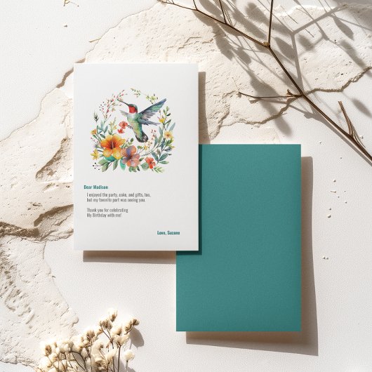 Hummingbirds Floral Wreath Bedankkaart