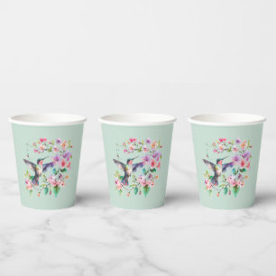 Hummingbirds Floral Wreath Papieren Bekers