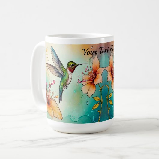 Hummingbirds Flowers Personalize Koffiemok (Voorkant links)