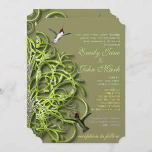 Hummingbirds Golden Lime Tree Invitations de maria