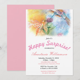 HUMMINGBIRDS HAPPY SURPRISE PARTIJ INVITATION KAART