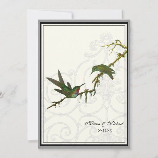 Hummingbirds in Swirls - Faire-part de mariage (Dos)