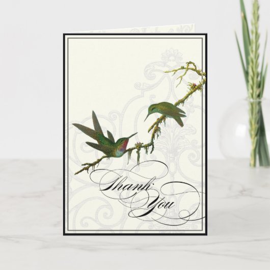 Hummingbirds in Swirls - Mariage Merci Notes (Devant)