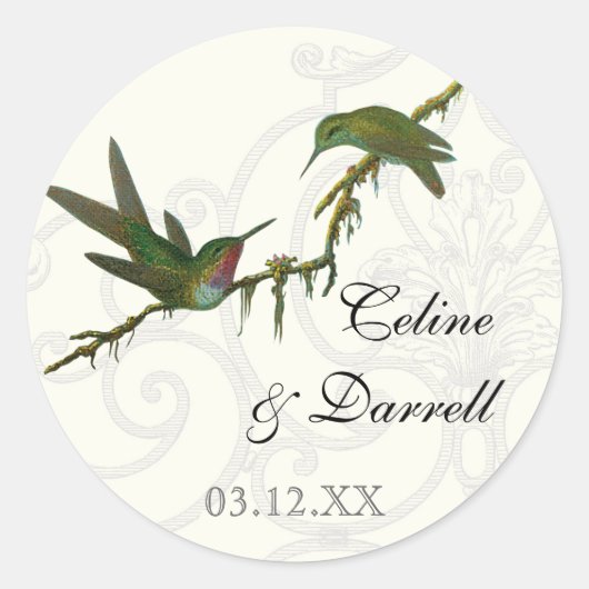 Hummingbirds n Swirls - Sticker Mariage ou phoque (Devant)