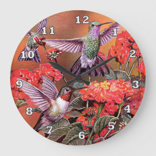 Hummingbirds Round (Large) Wall Clock Grote Klok