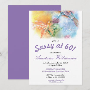 HUMMINGBIRDS SASSY OM 60! PARTIJINVITATIE KAART