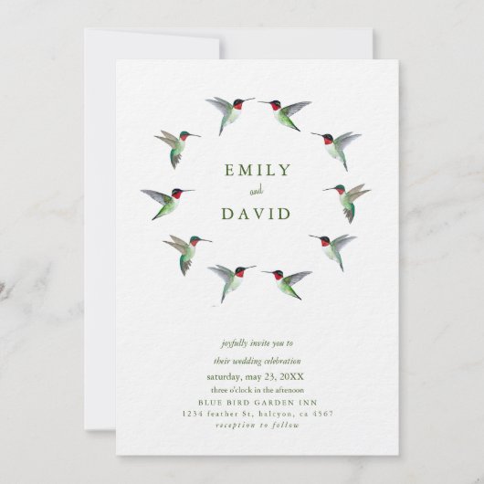 Hummingbirds Wedding Invitation (Devant)