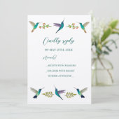 Hummingbirds Wedding RSVP Invitation Kaart (Staand voorkant)