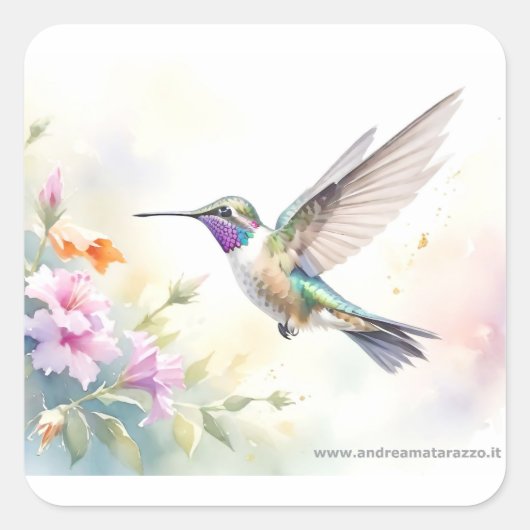 Hummingvogel Vierkante Sticker (Voorkant)