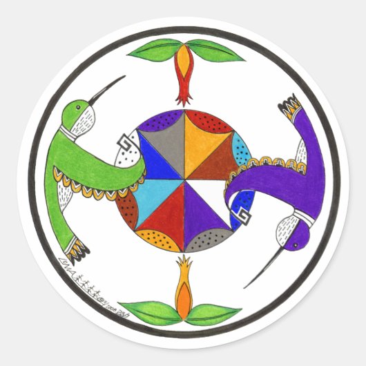 Hummingvogels 1 ronde sticker (Voorkant)