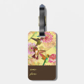 Hummingvogels en Astrantia Monogram Waterverf Bagagelabel (Achterkant verticaal)