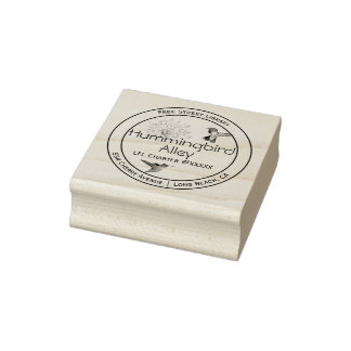 Hummingvogels en Astrantia Monogram Waterverf Rubberstempel