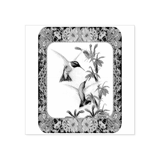 Hummingvogels en bloemen #5 rubberstempel (Afrduk)