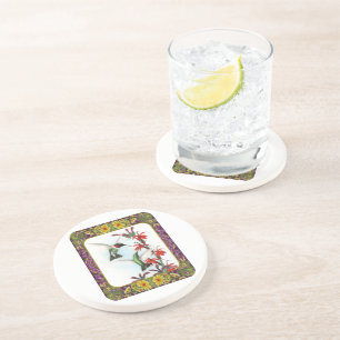 Hummingvogels en bloemen #5 zandsteen onderzetter