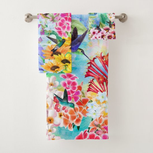 Hummingvogels en bloemen bad handdoek (Insitu)