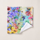 Hummingvogels en bloemen bad handdoek (Wasdoekje)