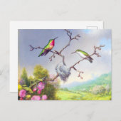 Hummingvogels en bloesems briefkaart (Voorkant / Achterkant)