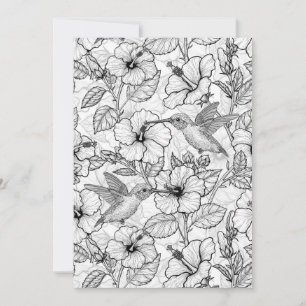 Hummingvogels en hibiscus bloemen b&w