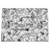 Hummingvogels en hibiscus bloemen b&w groot cadeauzakje (Voorkant)