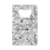 Hummingvogels en hibiscus bloemen b&w kredietkaart flessenopener (Achterkant)