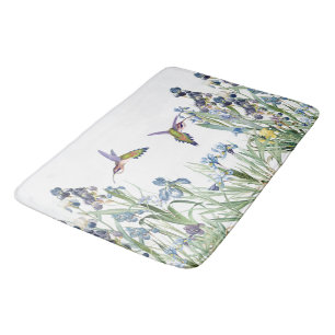 Hummingvogels en Iris Floral Flowers Garden Bath M Badmat