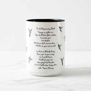 Hummingvogels en John Vance Cheney Quote Tweekleurige Koffiemok