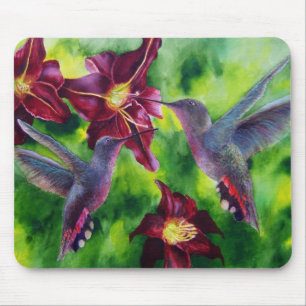 Hummingvogels en Lillies Muismat