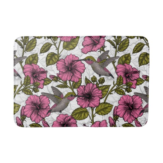 Hummingvogels en roze hibiscus bloemen badmat (Voorkant)