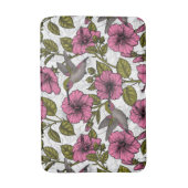 Hummingvogels en roze hibiscus bloemen badmat (Voorkant Verticaal)