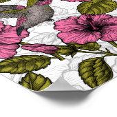 Hummingvogels en roze hibiscus bloemen poster (Hoek)
