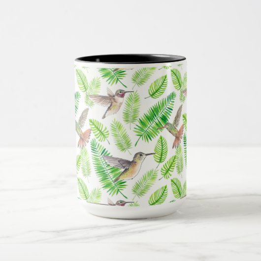 Hummingvogels en tropische bladeren mok (Midden)