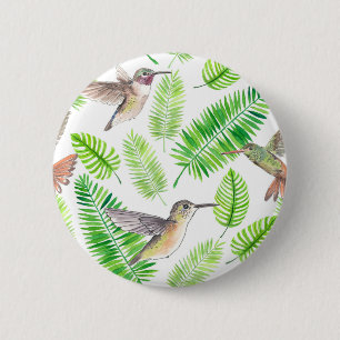 Hummingvogels en tropische bladeren ronde button 5,7 cm