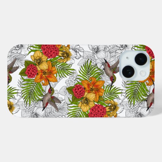 Hummingvogels en tropische bouquet Case-Mate iPhone case (Achterkant (horizontaal))