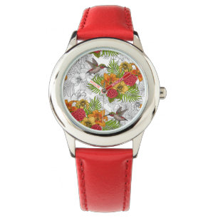 Hummingvogels en tropische bouquet horloge