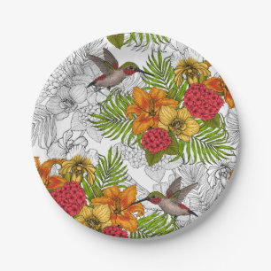 Hummingvogels en tropische bouquet papieren bordje