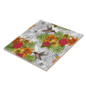 Hummingvogels en tropische bouquet tegeltje (Zijkant)
