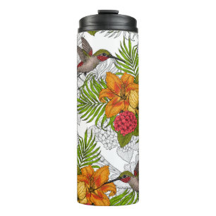 Hummingvogels en tropische bouquet thermosbeker