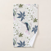 Hummingvogels en witte bloemen. bad handdoek (Handdoek)
