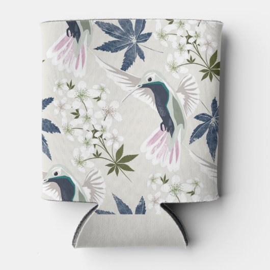 Hummingvogels en witte bloemen. blikjeskoeler (Voorkant)