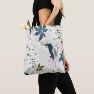 Hummingvogels en witte bloemen. draagtas