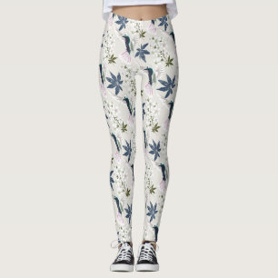 Hummingvogels en witte bloemen. leggings