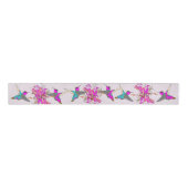 Hummingvogels Floral roze bloemen Groentkorrellint Grosgrain Lint (Voorkant)