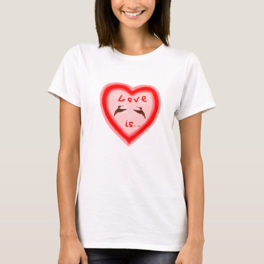 Hummingvogels in het hart - Liefde is T-shirt (Voorkant)