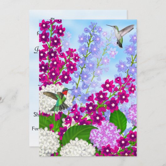 Hummingvogels in tuinbloemen Bewaar de datum Save The Date (Voorkant / Achterkant)