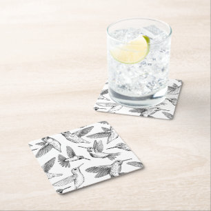 Hummingvogels Vierkante Kartonnen Onderzetter