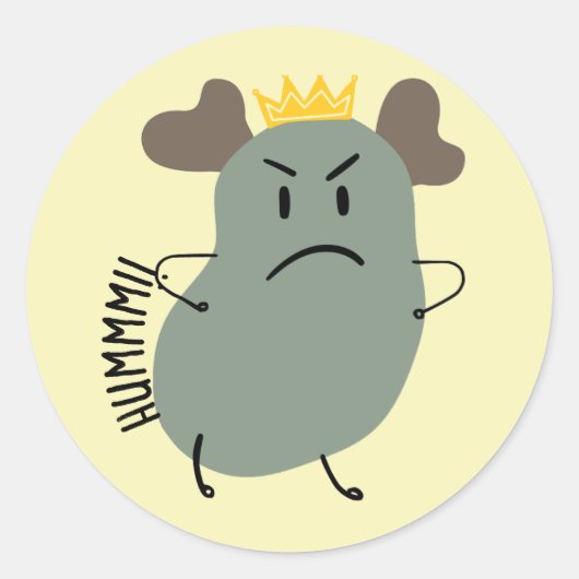 Hummm boze kleine groene prins ronde sticker (Voorkant)