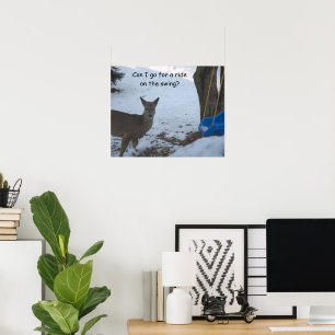 Humor Baby Buck Sneeuw Blauwe Baby Schommel Poster