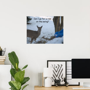 Humor Baby Buck Sneeuw Blauwe Baby Schommel Poster