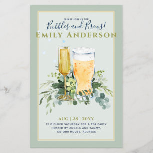 Humor Bubbles n Brews Bier Champers Vrijgezellenfe Flyer